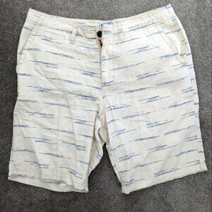 LUCKY Brand Originals Men's Linen Flat Front Shorts Size 34 Cream Blue